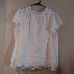 ANDREE BY UNIT White Eyelet Ruffle Sleeve Blouse Sz 1X